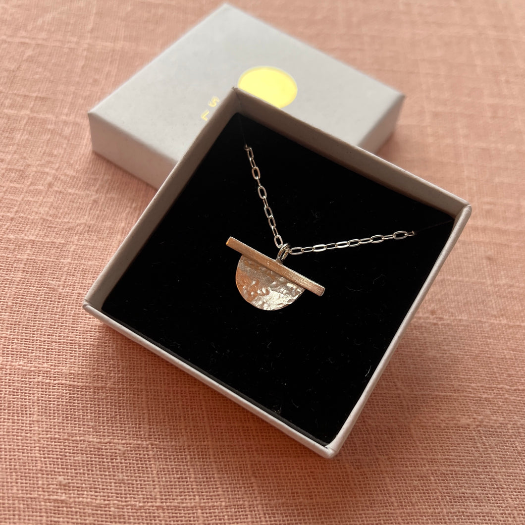 SALE - Silver bar & moon necklace