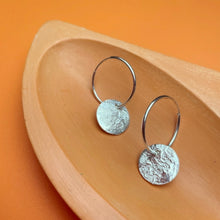 Load image into Gallery viewer, Full moon charm hoops
